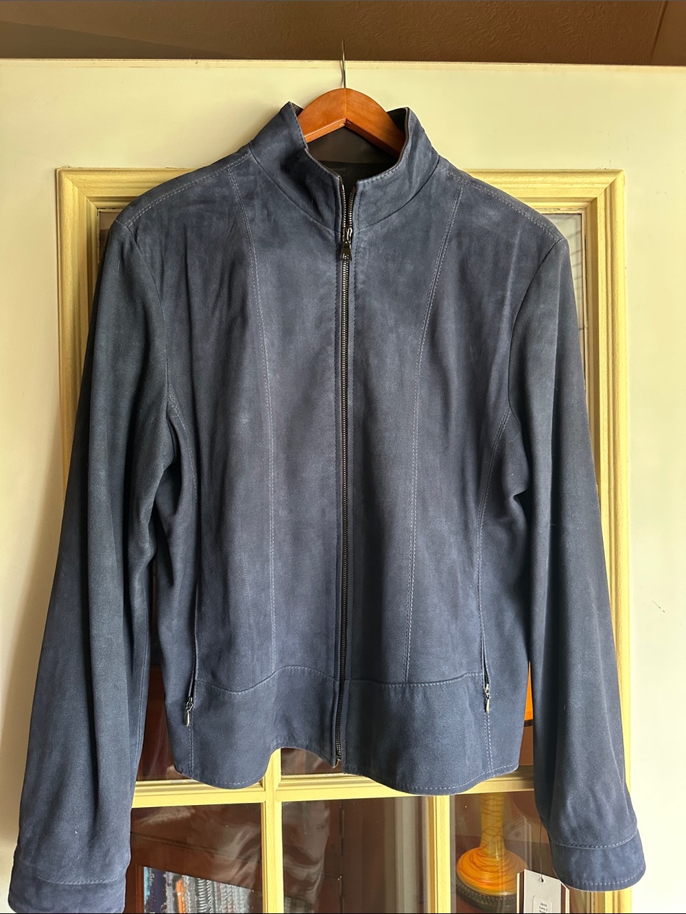 Overland Navy Suede Zip-Front Jacket